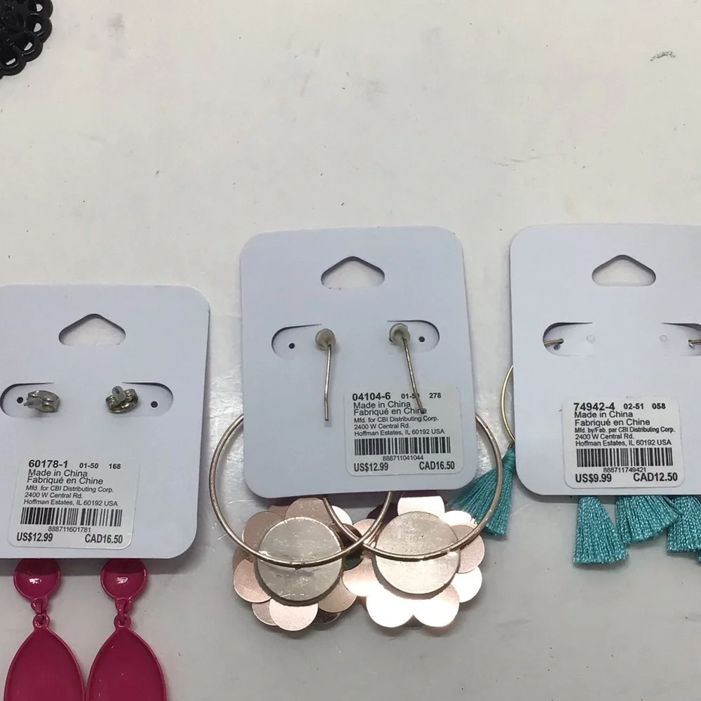 (3) Claire’s Fashion Boho Dangle Hoop Earrings- L5